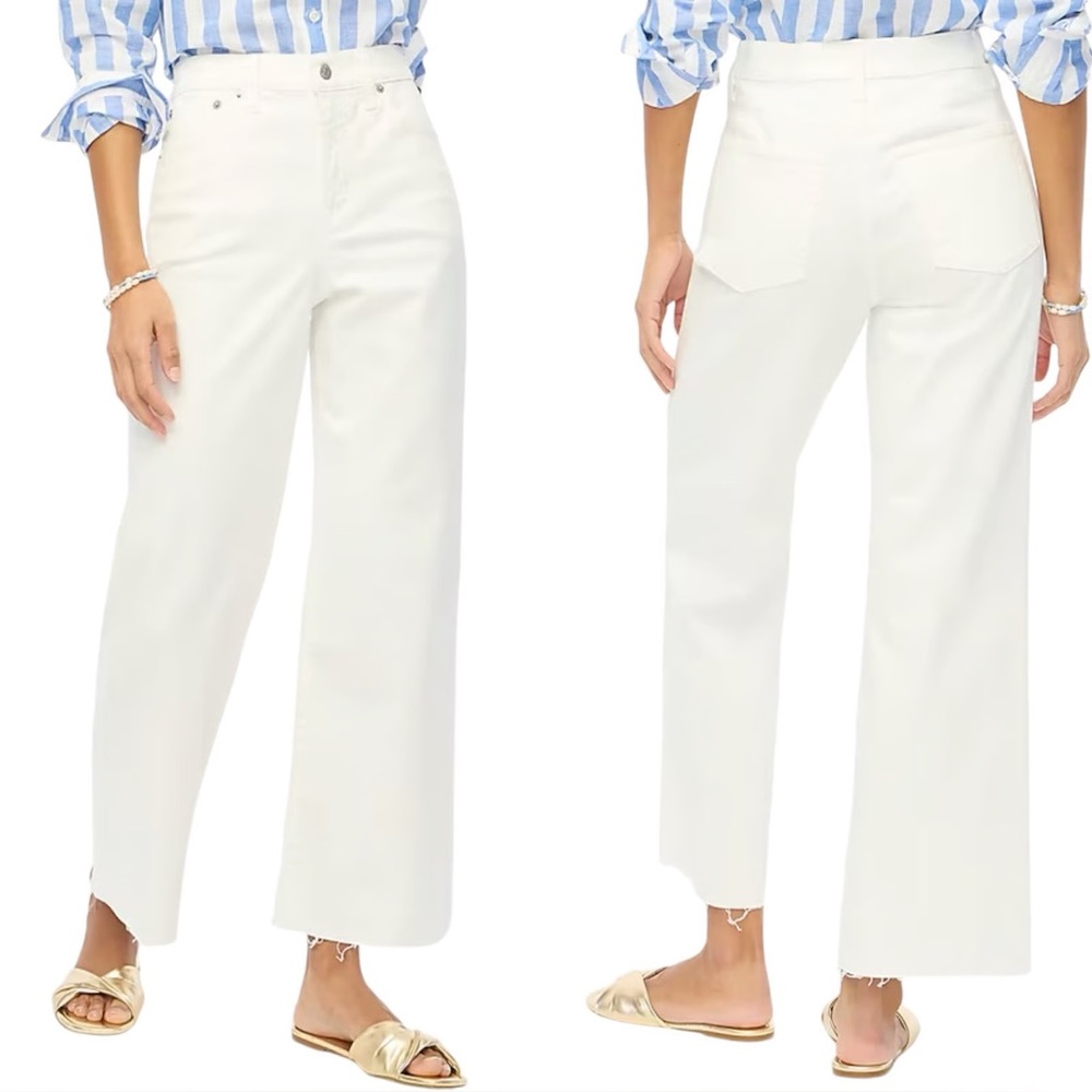 J Crew Factory Wide-leg cropped jean in all-day stretch